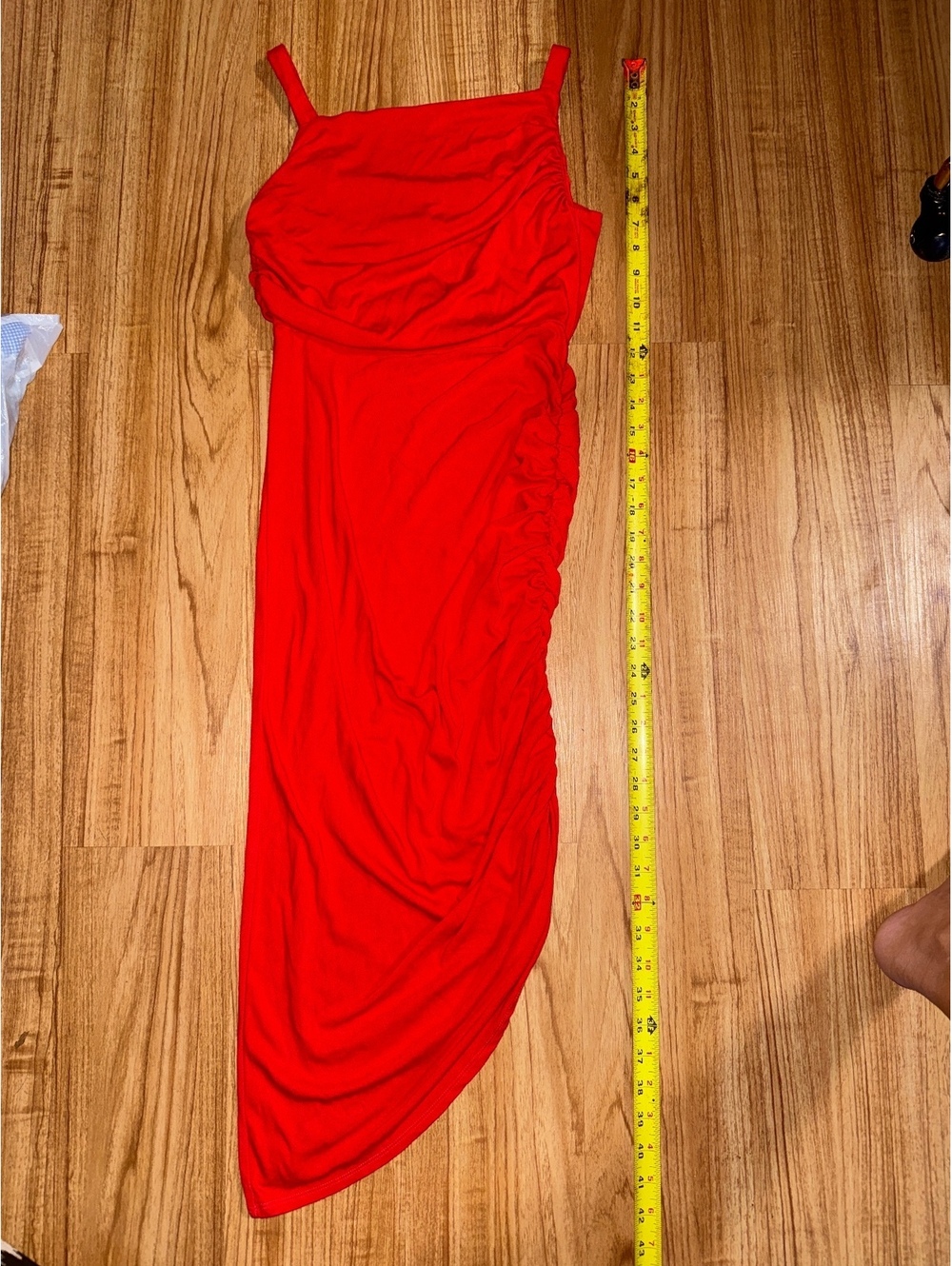 SOFIA Jeans by Sofia Vergara Red Ruched Asymmetric Dress Size Small